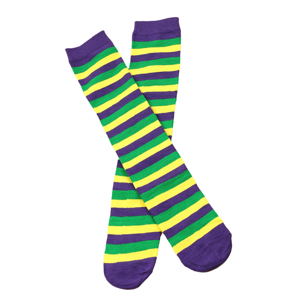 Striped Long Socks Mardi Gras St Patrick Over Knee Costume Stockings for Women